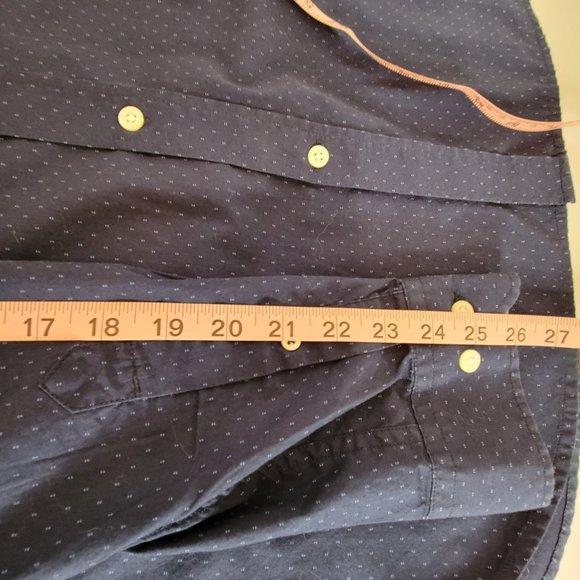 Banana Republic Mens Slim Fit L/S Button Down Shirt Size L Navy with Blue Dots - Picture 6 of 12